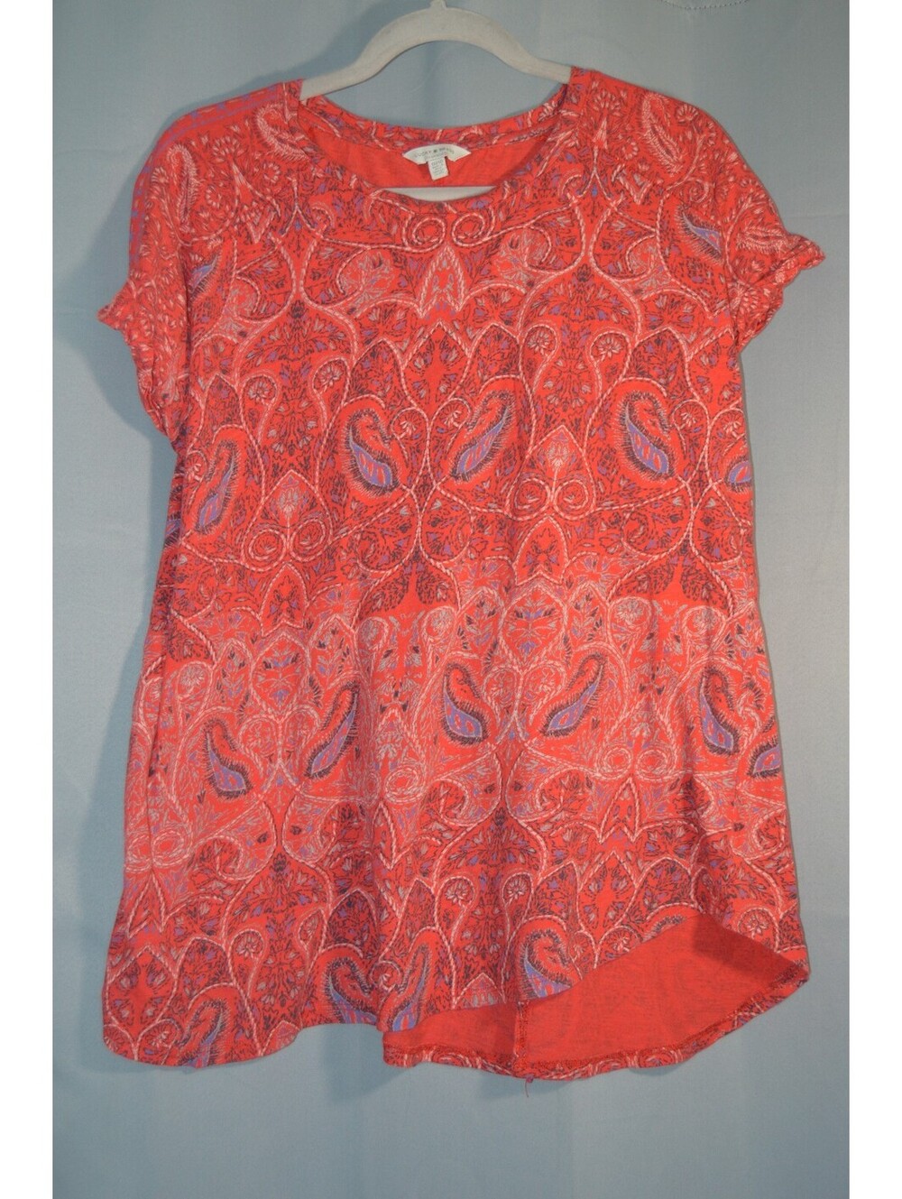 Lucky Brand coral paisley short sleeve tee